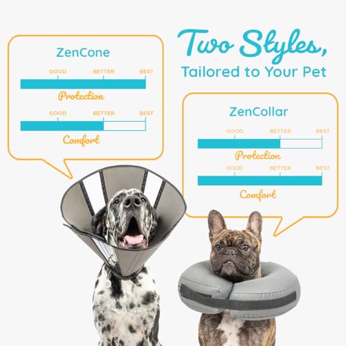 ZenPet Recovery Cone E-Collar for Dogs & Cats – Soft, Comfortable, Safe & Stress-Free Healing After Surgery, Adjustable Design, Secure Custom Fit (Large) - size: Large
