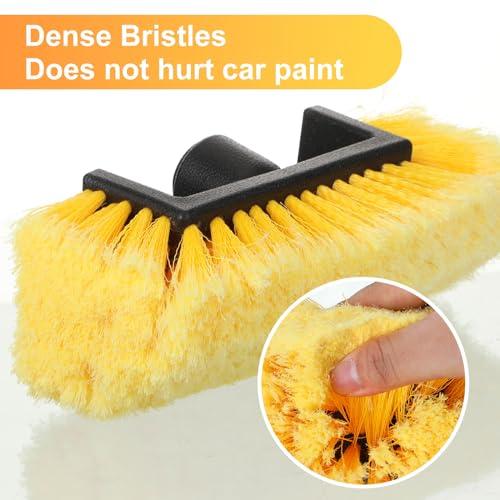 Vesici Car Wash Brush Head with Soft Detailing Bristle Flow Thru Car Cleaning Brush Exterior Car Wash Equipment for Auto Truck RV Boat Camper Washing, 10 Inch(Yellow,4 Pcs) - color: Yellow