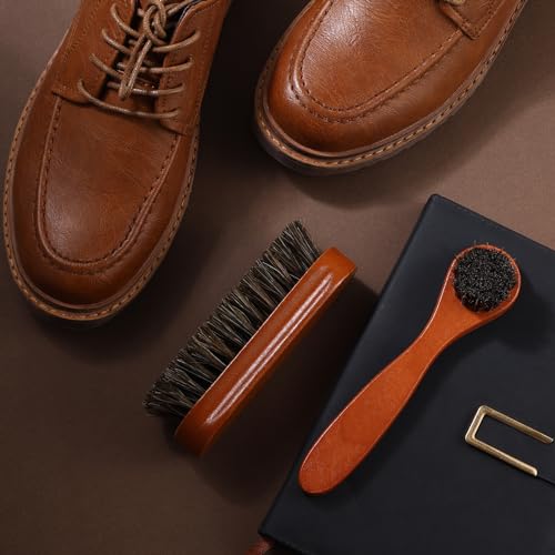 2 Pcs Horsehair Shine Shoes Brush Kit Polish Dauber Applicators Cleaning Leather Shoes Boots Care Brushes Suede Cleaner Brush(2 Pcs Style F) - style: 2 Pcs Style F