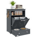 PawHut Dog Feeding Station with Raised Bowls, Pet Feeder Station, Gray | Dog Food Storage Cabinet, Hanger for Feeding & Watering Supplies - color: Gray