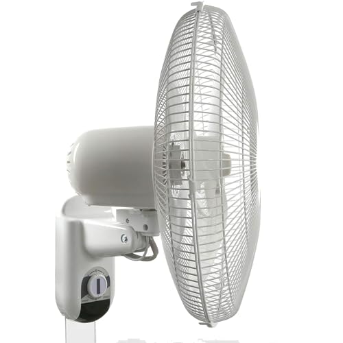 Hurricane Classic Oscillating Wall Mount Fan, 3 Speeds, White-16in, 4 Pack | Corded Electric Air Cooling Unit w/ Easy Pull Cord Controls for Home, Grow Tents, Offices, Sheds, Studios, Garages & Dorms - style: Modern