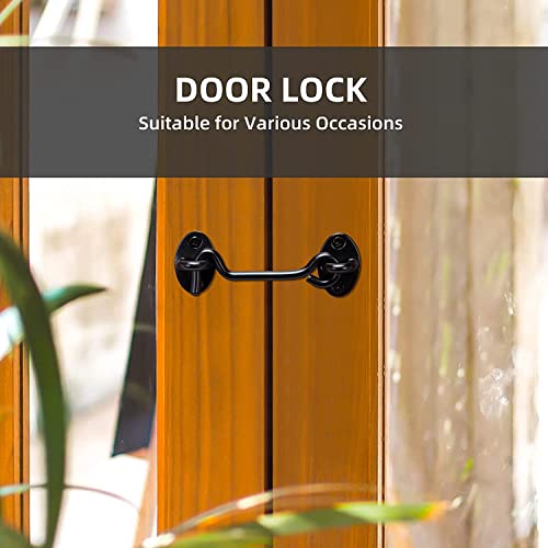4" Barn Door Latch Door Lock Hardware, Sliding Door Lock Eye Hook Latch with Screws, Rust-Resistant Metal Gate Latch(2 Pack) - color: Black-2 Pack