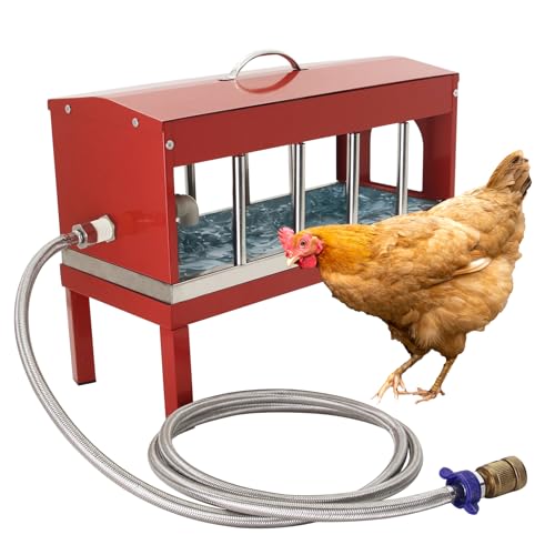 Automatic Chicken Waterer, Multi-Side Drinking Holes and Detachable Legs | Stainless Steel Large Chicken Drinker with Float Valve,Easy Clean Poultry Water Dispenser for Chicken Coop Duck Pigeon,Goose
