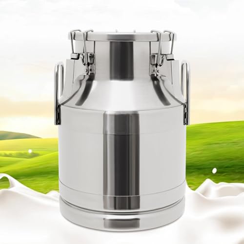 10L/2.64 Gallon Stainless Steel Milk Can 201 Stainless Steel Milk Jug Sealed Bucket Wine Pail Bucket Milk Can Liquid Storage Container w Sealed Lid for Milk Wine Water Liquid - size: 10L|without faucet|201