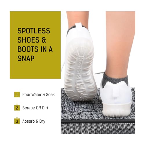 LOSTRONAUT 2-in-1 Shoe Cleaning Mat 25x16 Non-Slip Disinfectant Door Mat | Wet & dry 2-in-1 shoe cleaner mat – 25"x16" non-slip disinfectant welcome rug for indoor & outdoor door use