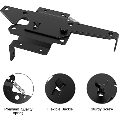 WINSOON 304 Stainless Steel Self Locking Gate Latch and Gate Hinges 2 Sets | Heavy Duty Fence Gate Hardware Kit, for Vinyl Fence Gate and Wooden Fences Gate, Adjustable Tension, Automatic, Rust Proof