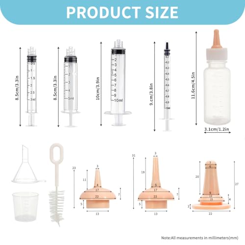 Pet Nursing Kit – Kitten Bottle Feeding Set with Nipples, Syringes, and Formula Dispenser for Newborn Puppies, Kittens, Baby Squirrels, and Other Small Animals