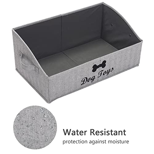 dog toy basket Large dog toy bin dog toy box storage box - Foldable Fabric Trapezoid Organizer Boxes with Handle, Collapsible Basket for Dog Toys (Striped Gray-DOG) - color: Striped Gray, size: Large - Dog Toys