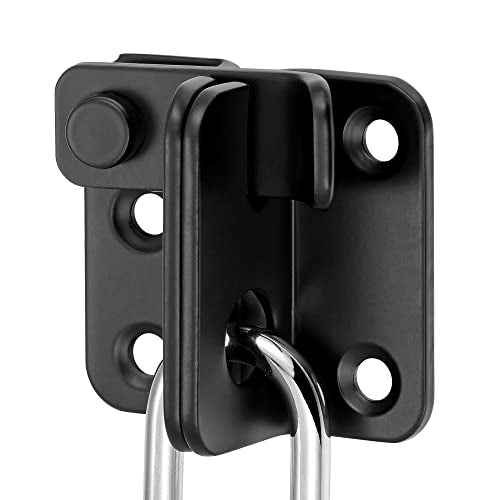 2 Set Black Flip Latches with Padlock Hole，1.81”x1.77”Slide Bolt Latch | Stainless Steel Sliding Barn Door Lock ,for bedroom,drawer,Wine Cabinet,cabinet,garage,window,pet enclosures - color: Small_Black_2 Pack