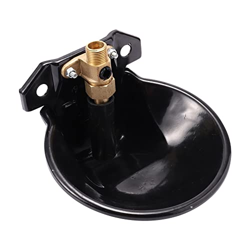 Automatic Goat Sheep Waterer Bowl with Copper Touch Valve | Thickened Steel, No Spill Livestock Water Trough for Goat,Sheep,Pig , Farm Water Drinking Equipment - color: BLACK