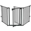 Bonnlo Baby Safety Gate, 82-Inch Configurable Walk-Through Fence for Toddler/Pet/Dog/Cat/Puppy, Adjustable Metal Barrier for Fireplace/Stairs/Doorways - color: Black, style: 74 InchL x 29 InchH(3-Panel)