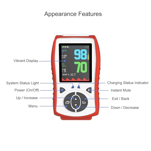 Veterinary Handheld Pulse Oximeter for SpO2/Heart Rate/TEMP | Vet-Recommended, Accurate Reading for Dogs/Cats/Horses/Pets, Rechargeable, Multi-lingual, Silicone Protective Case