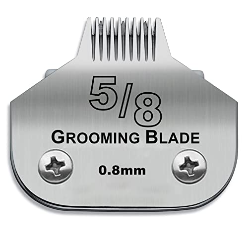 Detachable Stainless Steel Dog Blades for Andis & Oster A5 Grooming | Compatible with Oster A5,Wahl KM10 Series Clippers,Size-5/8 Cut Length 1/32-inch(0.8mm) - color: Silver, size: 5/8 0.8mm