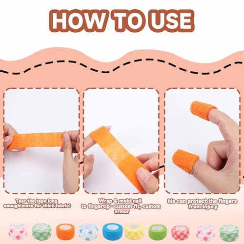 LUOHECAM 8 Pack Thimble Tape for Hand Sewing Self Adhering Bandage Wrap Nail Finger Protectors for Sewing No Residue Breathable Knitting Craft DIY Sewing Tools Dog Bandage Wrap - color: Blue