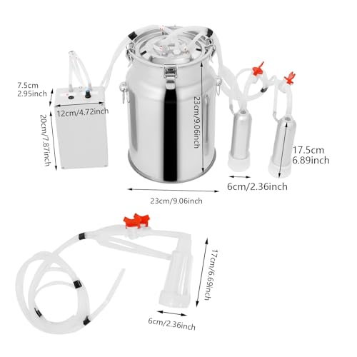 10L/2.6Gal Cow Milking Machine, 2-in-1 Electric Goat Milker Machine, Portable Pulse Vacuum Pump Milker with 304 Stainless Steel Buckets, Adjustable Suction Pulsation Vacuum (10L/ 2.6Gal) - size: 10L/ 2.6Gal