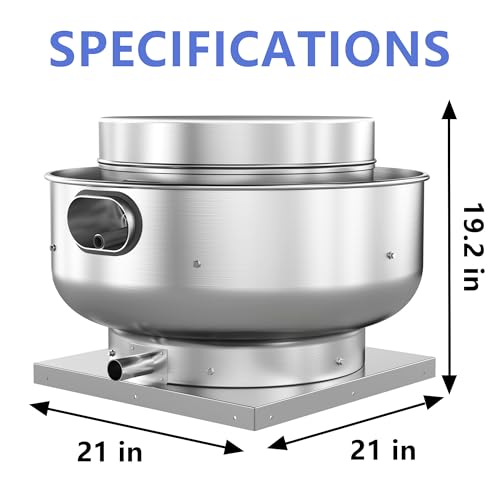 Restaurant Hood Grease Rated Exhaust Fan- Food Truck High Speed Direct Drive Centrifugal Upblast Exhaust Fan 0.25HP 110 Volt Single Phase Motor 1500-1700 CFM - size: RDU05