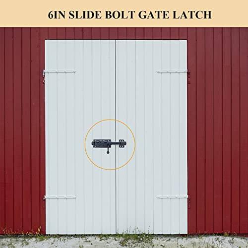 10in Slide Bolt Gate Latch 304 Stainless Steel Barrel Bolt Latch Heavy Duty Door Security Lock Thickened Door Latches Hardware with Mounting Screws for Barn Fence Shed Basement - color: 10in Black