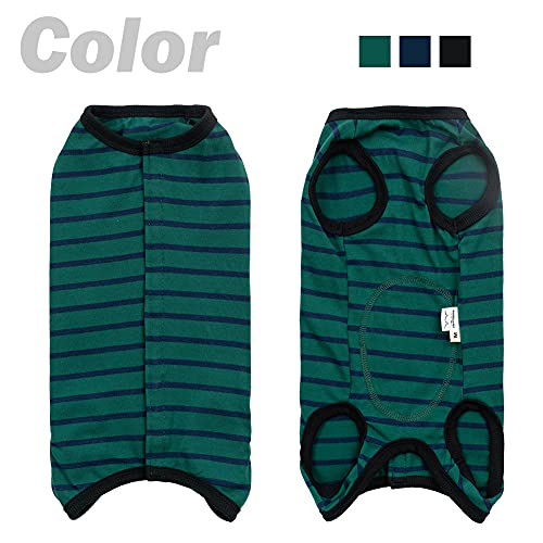 Dog’s Recovery Suit Post Surgery Shirt for Puppy, Wound Protective Clothes for Little Animals(Green Black Stripe-XXS) - color: green black stripe, size: XX-Small
