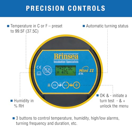 Brinsea Mini II EX Egg Incubator with Automatic Turning & Humidity Control | 50+ years of expertise! Built-in automatic humidity, auto-turn & temp alarms take the guesswork out of hatching 7-12 eggs