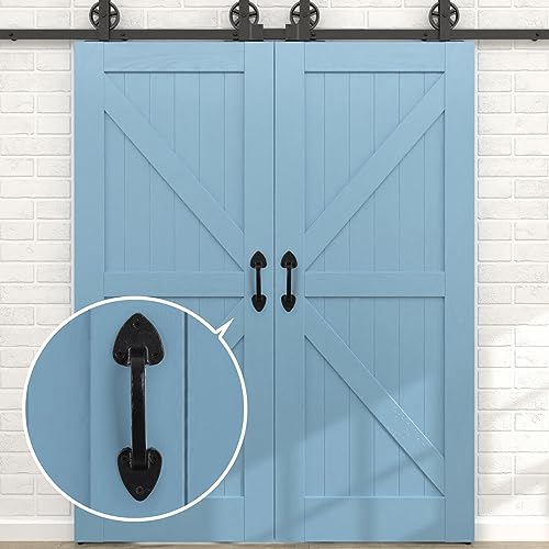 WellMade Barn Door Handles, 7.5 in Gate Handle, Rustic Metal Door Pull Handle Hardware for Wooden Garden Gate Shed Cabinet（Black, 2 Pack - size: 2 Pack