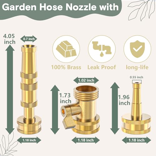 Twinkle Star Brass Twist Hose Nozzle, Hose Shut Off Valve, 3 Pack | 3/4" GHT Heavy-Duty Connector 3 Pack, On-Off Valve, Leakproof Operation - color: Nozzle Jet 3 Pack