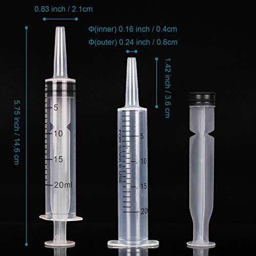 20ml Plastic Oral Syringe Without Needle for Liquid Lab Medicine Dropper | 20 ml / 20 cc, Ideal for Beverage Dispensing, Thick Liquids Irrigation, Food and Water Feeding, Individually Packaged, 4-Pack