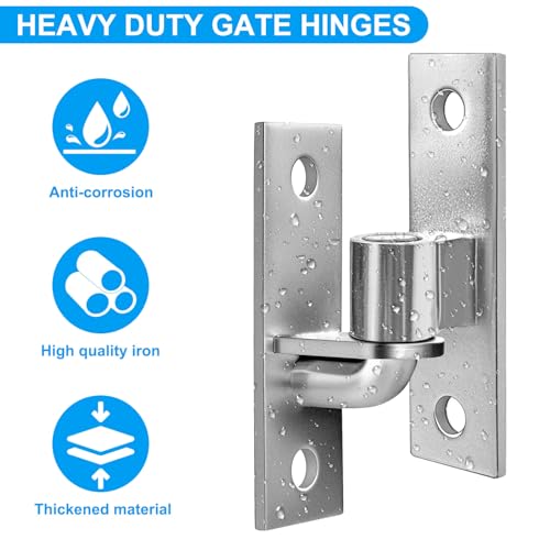 Wall Mount Gate Hinges with 5/8 Hinge Pin,Gate Hinges Heavy Duty for Farm Gates,Chain Link Fence Gate Hinge,Capacity up to 600lbs(Screws Not Included)- 2Pack (4pcs) - size: 2 Pack (4 pcs)
