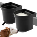 Abbylike 2 Pack 4 Quart Single Teat Calf Milk Feed Bucket Hook Over Hanging Calf Feeder Bucket with Nipple Mountable Plastic Livestock Feeder for Farm Stall Barn Cowshed Cattle Housing Feeding