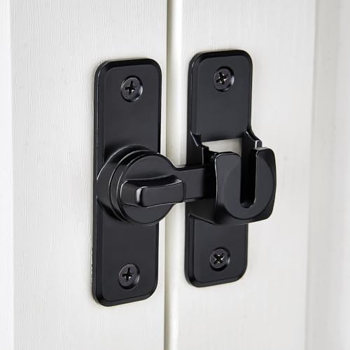2 Pcs Black 90/180 Degree Flip Latch,Zinc Alloy Barn Door Latch | Right Angle Door Lock Latch,Sliding Door Latch Lock,for Cabinets,Bedroom,Fence Gates,Window,Garden,Garage,Pet Cage - color: Black
