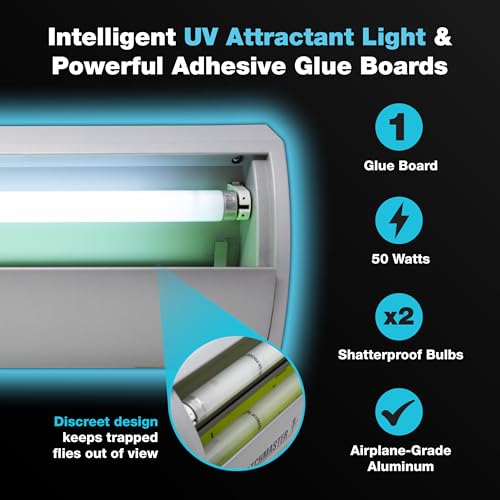 Catchmaster Pro Series Flying Insect Light Trap, Electric UV Light Fly Trap, Silent Adhesive Glue Board, Mosquito Gnat Killer Indoor, UV Lamp Bug Catcher, Pest Control for Home & Garage - style: 911 UV Light Trap
