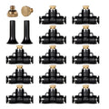 12 Pack Brass Misting Nozzles Outdoor Cooling System | Include 12 Heavy Duty Misting Nozzle,12 Tees,2 Brass Plugs,2 Black Plugs for Outdoor Cooling system - size: 12pc-Brass Misting Nozzles kit