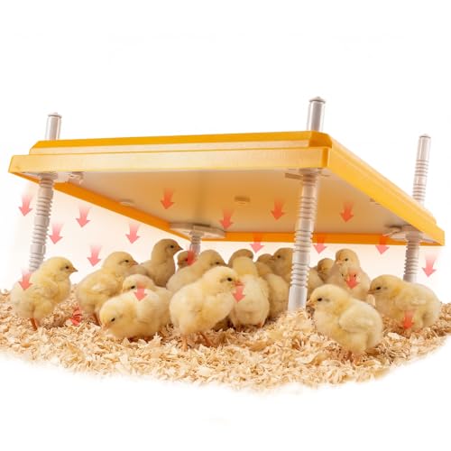 Riakrum Large Chick Brooder Heating Plate 16" x 16" Brooder Heater for 50 Chicks with Adjustable Height Poultry Heating Plate Constant Temperature 131°F Safe Heat Lamp for Ducklings and Quail