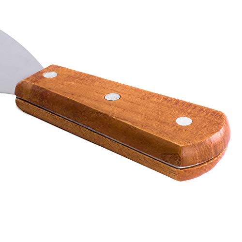 Super Z Outlet Stainless Steel Blade Grill Slant Edge Scraper Wooden Handle for Food Service, Cleaning Supplies, Barbecue Cooking Restaurants