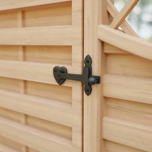 Renovators Supply Manufacturing Black Wrought Iron Heart Style Flip Gate Latch 4 in Antique Barn Fence Door Lock - color: 4-inch Heart, size: Pack of 1