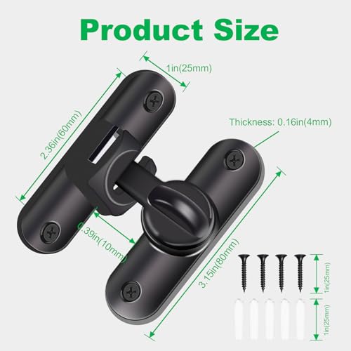 90/180 Degree Upgrade Barn Door Lock Latch, Heavy-Duty Zinc Alloy Thickened Barn Door Latch, Pocket Door Latch for Flip or Sliding Door, Keep Families Safety Gate Latch Lock, for Bathroom, Cabinet