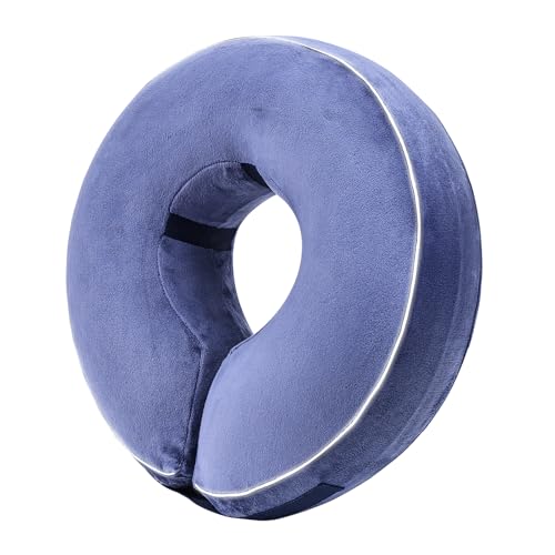 Inflatable Reflective Dog Cone Collar Alternative After Surgery,Doggie Recovery Dount Neck Ecollar,Adjustable Soft Dog Cone Collar for Small Medium Large Dogs (Blue, XL) - color: Blue, size: X-Large（15.5"-18.5"）