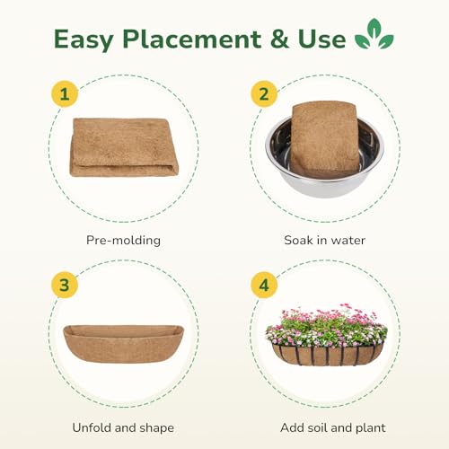 GreatBuddy 2 Pcs Coco Liners for Planters 30 Inch, Sturdy Window Box Liners, Perfect Planter Liners Replacement for The Old, 100% Natural, Easy to Straighten Out - size: 30 inch