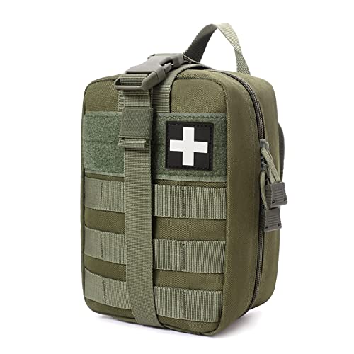 Molle Pouch, Sturdy 600D Nylon Tactical Medical Pouch,Rip-Away EMT First Aid Pouch (Bag Only) - color: green