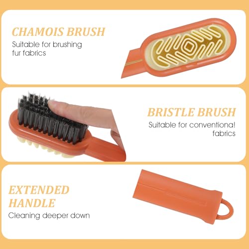 Suede Shoes Brush, 2-in-1 Rubber Polish Eraser Lazy Shoe Brushes All-Round Cleaning Tool Orange Shoe Brush and Eraser with Soft Bristles for Suede Nubuck Shoes Bag Jacket Boots Cleaning