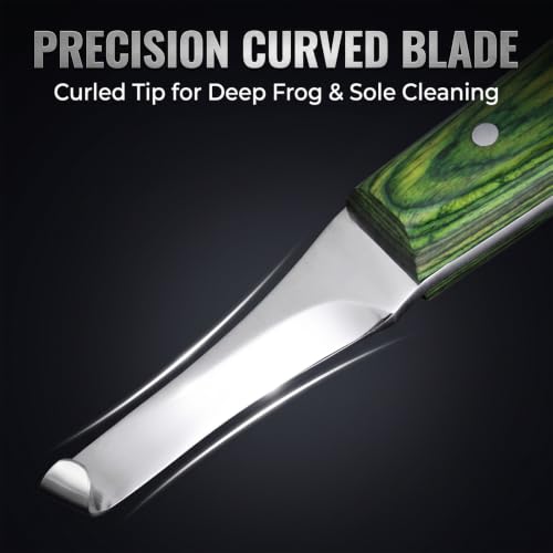 Premium Loop & Hoof Knife Set with Brass End, 9 Inch | Razor sharp stainless steel blades, ergonomic non-slip grip, hoof trimming for horses, cows, goats, sheep & livestock (Green) - color: Multi