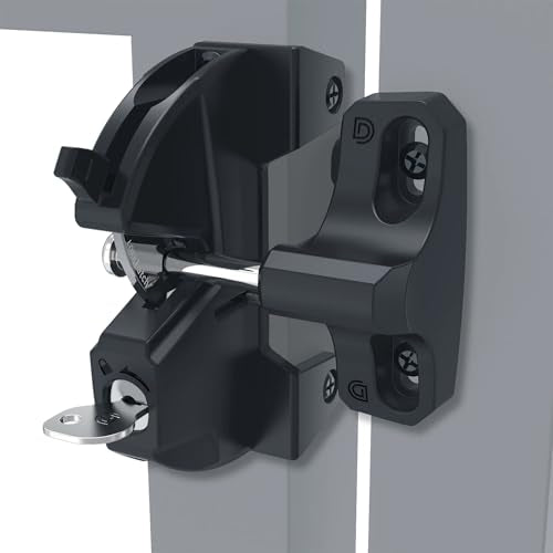 D&D Technologies LL3ABL LokkLatch Gate Latch with External Access Button, Key Lockable and Operates On Both Sides of The Gate, for Square Frame Post, Metal, Wood, Vinyl Fence Gates, Black