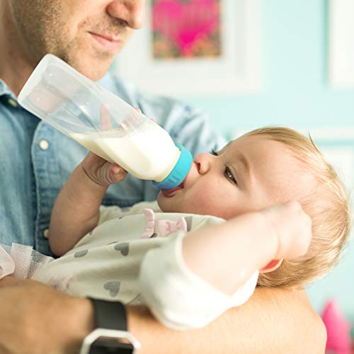 Evenflo Feeding Classic Clear Plastic Standard Neck Bottles for Baby, Infant and Newborn - Teal/Green/Blue, 8 Ounce (Pack of 12) - color: Teal / Green / Blue