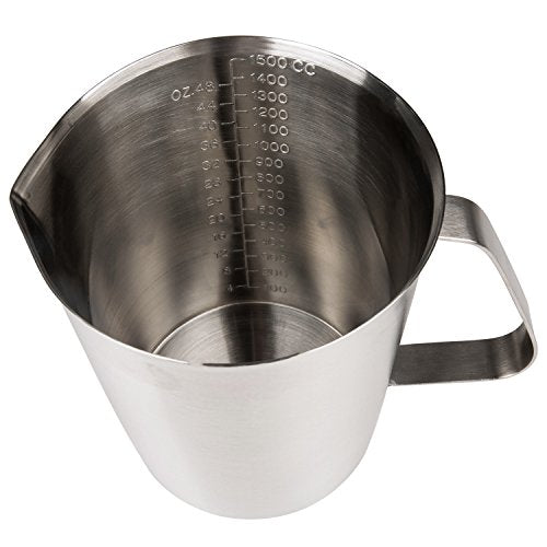 Measuring Cup, Stainless Steel Measuring Cup (48 Ounce, 1.5 Liter-6 Cup), Heavy- Duty Frothing Pitcher, Milk Frothing Pitcher Milk Frother Cup with Marking with Handle for Espresso Machines - size: 48 OZ (1500ML)