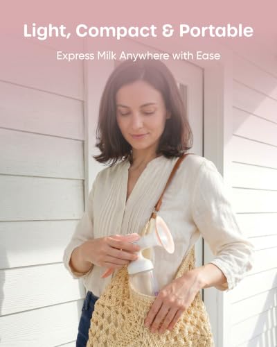 Nuliie 8010 Manual Breast Pump, Adjustable Suction with Temperature-Indicating Bottle, 6oz Wide-Neck Bottle, Narrow-Neck Adapter, Hand Pump Breastmilk with Flanges, BPA-Free, Heat Resistant
