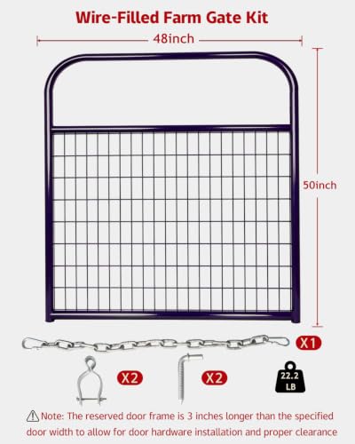 Farm Gate 4ft×50in, PVC-Coated Welded Steel Livestock Gate, Blue | 2 x 4 in no-climb wire mesh and fully welded frame for goats, sheep and hogs; suitable for pens, pastures, corrals and farms