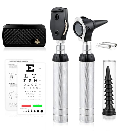 Zyrev Otoscope Oph Multi-Function Set - Otoscope/Opthalmoscope for Ear & Eye Examination - with Portable Carry Case, Sight Chart, Replacement Tips (Black)