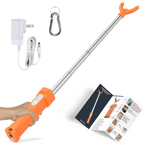 Cattle Prod, Waterproof Electric Livestock Prod for Cattle with LED Light, Retractable and Cattle Prod Livestock for Cows Hogs Sheep and More -37In - color: Orange