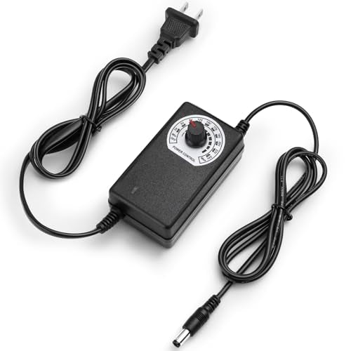 Facmogu Adjustable Fan Speed Controller 3V-24V 1A, Variable Voltage Supply | 24W AC/DC Power Adapter for Cooling Fan, DC Motor & LED Strip Lights | Universal Replacement Power Converter - size: 3-24V 1A