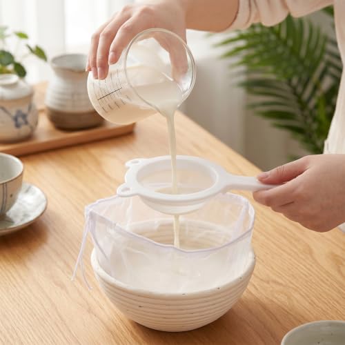5 Pack 200 Mesh Fine Mesh Strainer, Cheese Cloth Bags for Straining | Bowl-Shaped Nut Milk Bags, Reusable Nylon Cheese Cloth Filter Bag for Nutmilk Juices Cold Brew Tea Coffee Juice Soy