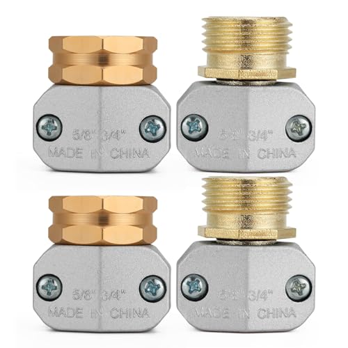 Oversized 2 Sets Hose End Mender Kit Male and Female, Aluminum Water Hose Repair Connector for 5/8" and 3/4" Garden Hoses - style: Mender-2 Set